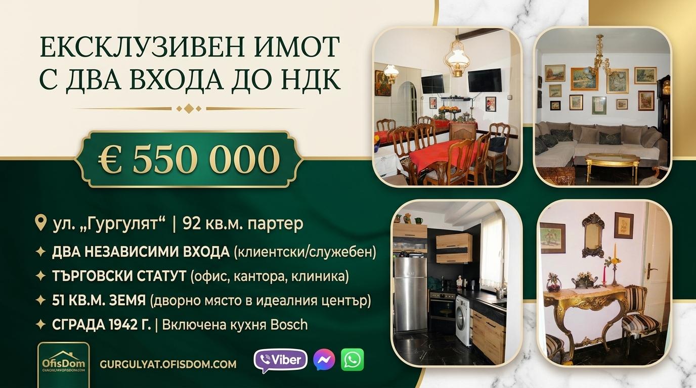 Ексклузивен имот с два входа и търговски статут до НДК